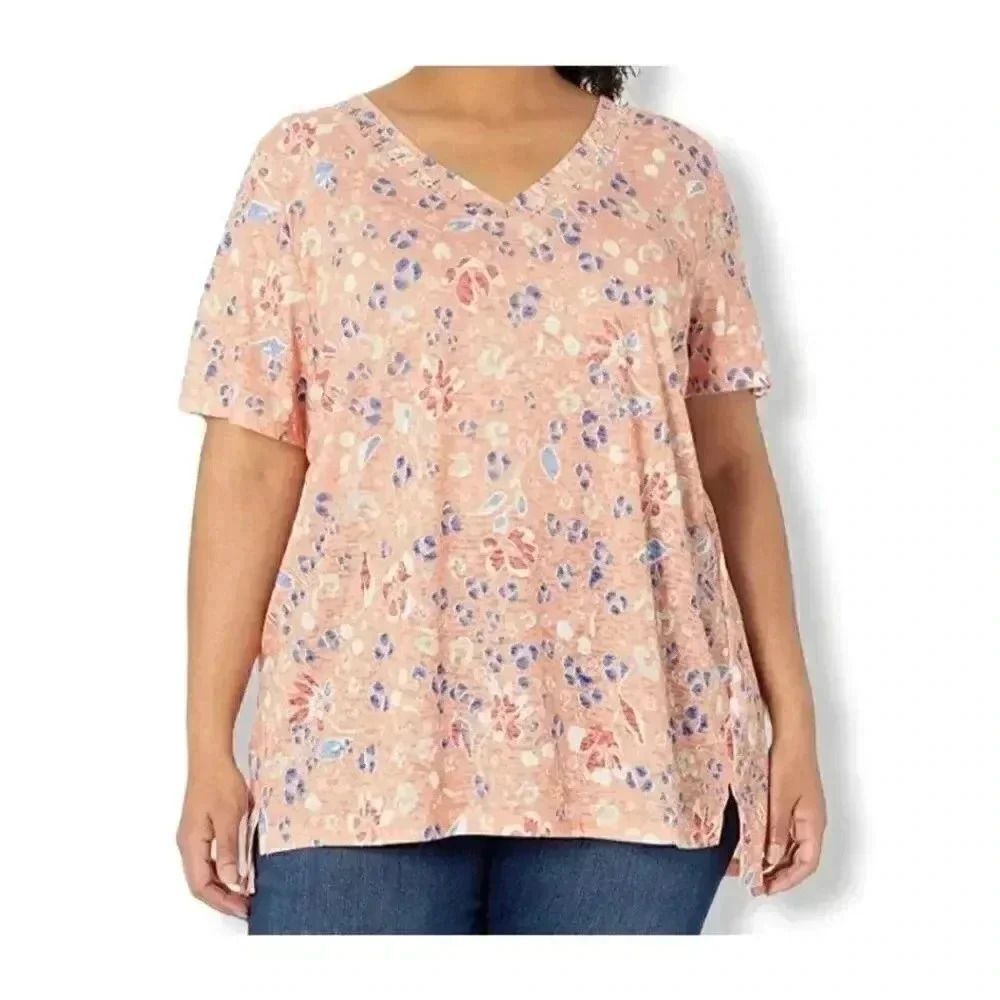 Erika Women's Ariella Burnout Hi-Low Short Sleeve